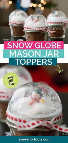 snow globe mason jar toppers with text overlay