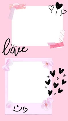 two frames with hearts and the words love on them