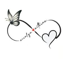 a white butterfly flying over the word love with a heart on it's side