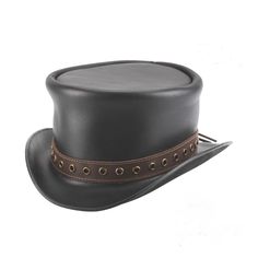 Hand Crafted Leather Premium Quality Leather Hat , Each Hat is Hand made  Description: we have multiple options in leather Color : Black , Dark Brown , Distress Brown , White , Silver , Maroon Redish  , Greenish Green ,  Tan Brown * High-Quality Craftsmanship handmade * Real Leather * 100% pure leather Sizing: XS 54 CM S 55-56 CM M 57-58 CM L 59 CM XL 60 CM XXL 61-62 CM Heads come in all sizes, and in a lots variety of shapes. Although high quality hats are adaptable, and will usually conform to differences in shape with a little wearing, it is essential that the size be correct for the head. To determine your hat size, measure the circumference around your head, keeping the tape level and firm, across the temples and above the eyebrow ridges. Check the size chart given below. For in-betwe Leather Top Hat, Steampunk Top, Steampunk Top Hat, Steampunk Leather, Victorian Hats, Steampunk Hat, Black Leather Top, Best Gifts For Him, Leather Hat