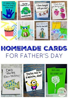 handmade cards for father's day with the words homemade cards and pictures on them