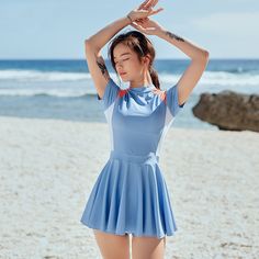 Kpop Inspired Outfits, Aesthetic Swimsuit, Dynasty Outfits, Swimsuit Skirt, Aesthetic Korean, Swimsuits Outfits, Modest Swimwear, Baby Doll Dress