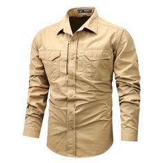 Shirts Type: Casual Shirts Style: Smart Casual Sleeve Length(cm): Full Applicable Season: spring Craft of Weaving: knit Gender: MEN Item Type: SHIRTS Collar: Turn-down Collar Material: cotton Closure Type: Single Breasted Sleeve Style: regular Fabric Type: Broadcloth Pattern Type: Solid Khaki Long Sleeve Shirt For Outdoor, Khaki Cotton Shirt For Outdoor, Khaki Cotton Outdoor Shirt, Casual Khaki Shirt For Outdoor, Solid Shirt With Pockets For Outdoor Activities, Khaki Cotton Shirt For Outdoor Activities, Long Sleeve Shirt With Pockets For Outdoor Work, Casual Long Sleeve Shirt For Outdoor Activities, Tactical Cotton Tops For Outdoor