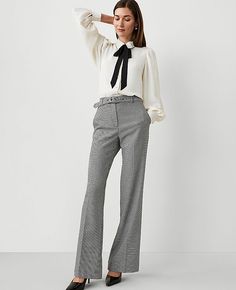 Our belted boot pant is effortless to wear - yet beautifully put together. Front zip with hook-and-bar closure. Belt loops. Self-tie buckle belt. Front off-seam pockets. Back besom pockets.,Leg Shape:Boot - sleek and streamlined with just the right amount of kick at the hem,Rise:High rise: sits 1/2" to 1" below natural waist,Imported:Imported,Fit:Tailored & fitted,Length:Full length: 31 1/2" inseam with 22 1/4" leg opening,Fabrication:65% Polyester, 33% Viscose, 2% Spandex,Garment Care:Machine W Ann Taylor, Size 12, Full Length, Boots, Pants, How To Wear, Black, Clothes