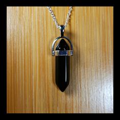 Black Onyx Crystal Pendant With Sterling Silver Cable Chain, 925 Stamped. Pendant: Approx 1 1/2" Chain: 20"/51 Cm Thickness 1.2 Mm Material: Pendant- Black Onyx, Silver-Plated Alloy Bail. Chain- 925s Sterling Silver Black Onyx Crystal Necklace, Preppy Necklaces, Black Onyx Crystal, Turquoise Accessories, Solid Necklace, Metal Choker, Onyx Crystal, Candy Necklaces, Crystal Bead Necklace