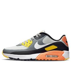 Nike Air Max 90 Golf 'Smoke Grey Black Orange' CU9978-012 (SNKR/Casual/Unisex/Low Top/Classic/Non-Slip/Wear-resistant/Shock-absorbing) Nike Air Max Sporty Gray, Sporty Nike Air Max In Gray, Nike Air Max Gray Sneakers For Sports, Nike Air Max 90, Black Orange, Orange Black, Low Top, Air Max, Nike Air Max