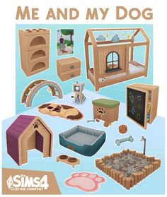 an image of a dog house with furniture and toys in the background that says, me and my dog