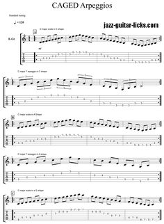 the guitar tabs are arranged in several different ways