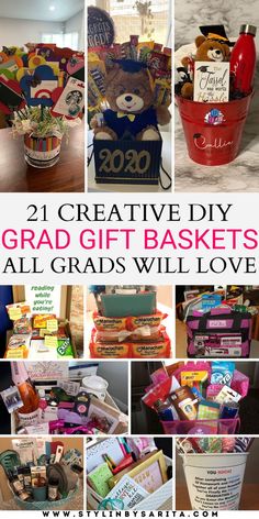 graduation gift baskets Graduation Gift Baskets, Graduation Basket, Creative Graduation Gifts, Thoughtful Graduation Gifts, Senior Graduation Gifts, Grad Diy, Diy Graduation Gifts, Grad Party Decorations