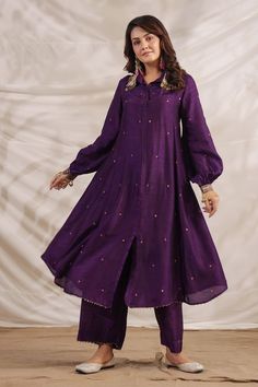 women's outfit| anarkali suit set Silk Shirt Style, A Line Kurti, Stylish Kurtis Design, Embroidered Anarkali, Anarkali Dress Pattern, Simple Kurta Designs, Simple Kurti Designs, Long Kurti Designs