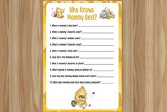 a printable baby shower game with winnie the pooh on it and other items