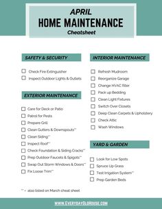 the printable home maintenance checklist