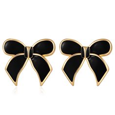 PRICES MAY VARY. 🎀Black Bow Earrings: The earrings are delicate and lovely with a bow shape. They have a smooth and shiny black finish achieved through the oil drop process. 🎀Size: These earrings are approximately 0.94 inches in length, 0.86 inches in width, and weigh about 0.18 ounces. 🎀Stylish: These fashionable styles are not only perfect for everyday wear, but they also look great at special events like proms, dinners, anniversaries, graduation ceremonies,valentine's dayand birthday parti Pink Bowtie, Bow Earring, Oil Drop, Pierced Ear, Pink Bow Tie, Winter Formal, Black Tie Event, Bow Earrings, Valentines Jewelry