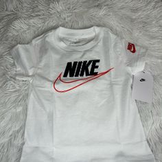 New With Tags Boys, 2t Nike Shirt Nike Summer Tops, White Graphic Tee For Playtime, White Graphic Print Tops For Playtime, White Crew Neck Shirt For Playtime, Nike Shirt, Nike White, Kids Nike, Nike Shirts, White Nikes