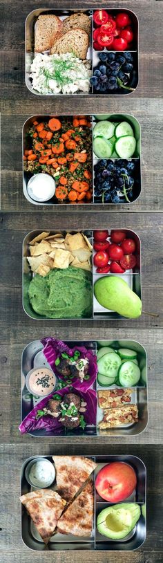 several containers filled with different types of food