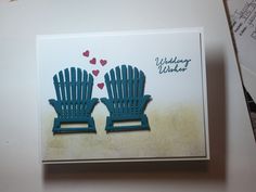 a card with two blue chairs on it