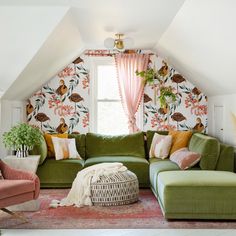 a living room filled with furniture and decor