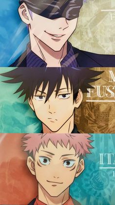 three anime characters with different hair colors