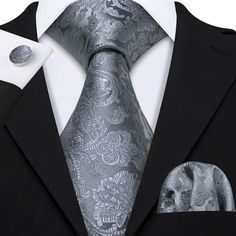 Silver Tie For Formal Occasions, Silver Tie For Father's Day Formal Wear, Silver Tie For Formal Occasions And Father's Day, Father's Day Silver Suit And Tie Accessories, Elegant Silver Ties For Office, Elegant Silver Office Tie, Elegant Silver Office Ties, Floral Necktie, Mens Silk Ties