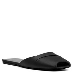 Black satin flats from The Row. The Milla flats are made of satin with a square peep toe and flat leather sole in smooth polished leather.Leather soleTrue to sizeMade in Italy Classic Open Toe Formal Flats, Formal Slip-on Flat Sandals, Elegant Flat Slides For Formal Occasions, Sleek Evening Flats For Spring, Elegant Evening Slides, Elegant Formal Flat Slides, Evening Slip-on Flat Sandals, Evening Slip-on Sandals With Flat Heel, Slip-on Flat Heel Sandals For Evening