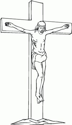 the crucifix with jesus on it is shown in black and white ink