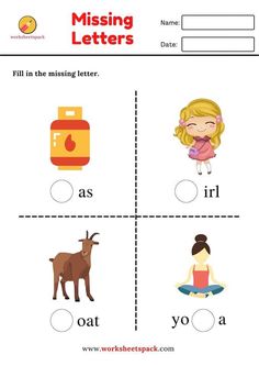 the missing letters worksheet for children to learn how to read and understand them