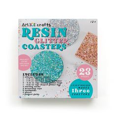 the craft kit includes glitter coasters and paper