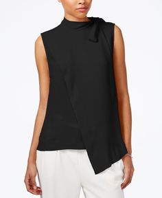 Rachel Rachel Roy Mock Neck Asymmetrical Top Solid Asymmetrical Hem Top For Work, Modern Asymmetrical Solid Color Tops, Chic Asymmetrical Hem Top For Work, Chic Tops With Asymmetrical Hem For Work, Modern Tops With Asymmetrical Hem For Workwear, Modern Asymmetrical Hem Top For Work, Casual Asymmetrical Tops For Work, Modern Black Tops For Workwear, Chic Asymmetrical Tops For Layering