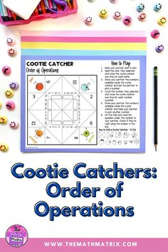 the cookie catcher's order of operations is shown in this printable activity book