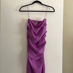 Mix Of Purple And Pink. Never Worn But Tag Got Ripped Off Chic Purple Ruched Midi Dress, Purple Ruched Mini Dress For Cocktail, Purple Ruched Midi Dress For Date Night, Chocolate Brown Dress, Flowery Dresses, Colorful Dresses Formal, Black Pleated Dress, Draped Midi Dresses, Black And White Shorts