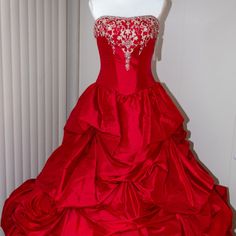 Kay's Bridal, 2018, Never Been Worn Beautiful Dress! Size 10, Ballgown, Curve, Backless, Strapless, Floor Length Feel Free To Ask Me Any Questions. Fitted Red Gown For Debutante Ball, Red Fitted Gown For Debutante Ball, Red Fitted Satin Ball Gown, Red Ball Gown Evening Dress For Prom, Fitted Floor-length Ball Gown For Red Carpet, Fitted Red Ball Gown For Debutante Ball, Red Ball Gown With Fitted Bodice For Prom, Red Sleeveless Ball Gown With Fitted Bodice, Red Gown For Debutante Ball