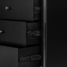 an image of a black cabinet with drawers