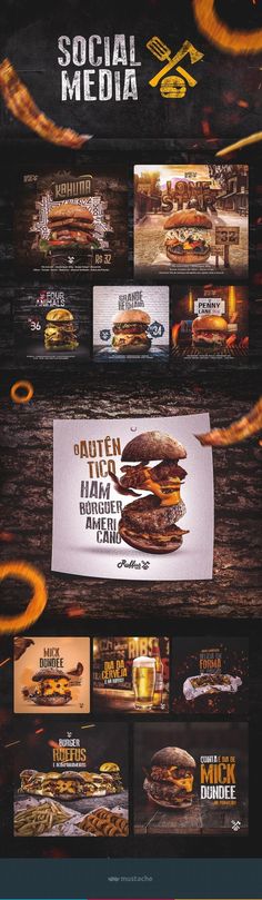 an advertisement for a burger restaurant on the side of a wooden table with images of hamburgers and beer