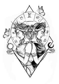 Zodiac Women Art, Gemini Wrist Tattoo, Virgin Tattoo Horoscope, Gemini Arm Tattoo, Good Bad Tattoo, Gemini Art Drawing, Gemini Tattoo For Women Unique, Gemini Symbol Art, Capricorn Tattoo Ideas For Women