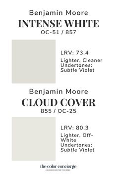 an advertisement for the new white paint color scheme, featuring two shades of light gray