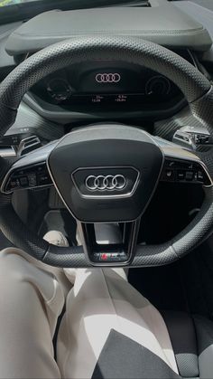 the interior of an audi car is shown