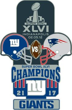 the new york giants and new england football teams are depicted in this logo design for super bowl xxvi