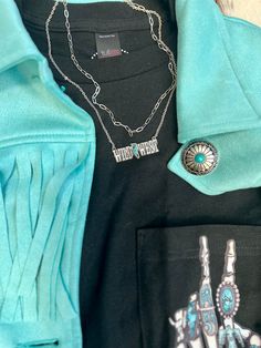 Wild West Necklace | gussieduponline Far West, Wedge Heel Sandals, Sterling Jewelry, Plus Dresses, Turquoise Gemstone, Accessories Rings, Wild West, Chain Link, Bootie Boots