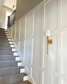 Stairway Wood Paneling, Closed Stairway, White And Wood Staircase, Stairway Wainscoting, Basement Stairwell Ideas, Basement Stairway, Basement Stair, Basement Staircase, Basement Stairs Ideas