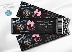 Celebrate the momentous occasion of finding out the gender of your baby with a Gender Reveal Baby Shower! Our stunning printable templates make it easy to customize and design your own invitations, decorations and more. Now, you can surprise your guests with an unforgettable and unique experience that will have them oohing and aching in delight. Choose from our selection of baseballs or bows, Boy or Girl designs - or create something truly special! Download instantly and start planning the perfe Burnouts Or Bows Gender Reveal Invitations, Gender Reveal Ideas For Car Guys, Burn Out And Bows Gender Reveal, Gender Reveal Ideas Burnout, Burnout Or Bows Gender Reveal Ideas, Quick Gender Reveal Ideas, Burnout Or Bows Gender Reveal Decorations, Gender Reveal Theme Ideas Unique, Gender Reveal Burnout