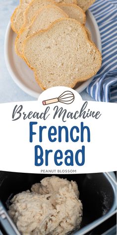 bread is being cooked in a skillet with the words bread machine french bread