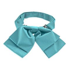 This turquoise floppy bow tie is a popular alternative for women's uniform wear. Also stylish for vintage men's apparel. It attaches securely around the neck via an adjustable band that expands to fit neck sizes from 12- to 21-inches. We recommend this shade for a light and bright blue color. Product Features • Bow measures approximately 6" across at the widest point and 3.5" long • Band collar expands to fit neck sizes from 12" to 21"• Color is turquoise • Made from 100% Polyester • Light satin Adjustable Pre-tied Solid Bow Tie, Adjustable Blue Standard Tie Bow, Adjustable Blue Standard Bow Tie, Blue Adjustable Standard Tie Bow, Womens Ties, Pirate Woman, Black Tie Affair, Color Swatch, Striped Tie