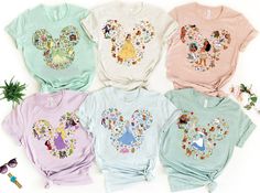 Princess Collage, Retro Disneyland, Disney Princess Shirt, Dress Form Christmas Tree, Mannequin Christmas Tree, Princess Character, Disneyland Princess, Disney Princess Shirts, Shirt Types