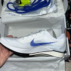 These Are Racing Cross Country Spikes & Have Never Been Worn. The Bag, Spikes And Spike Applicator Come With The Shoes. Cross Country Spikes, Nike White, Shoes Brand, Cross Country, White Nikes, Shoe Brands, White Blue, Nike Shoes, Nike Women