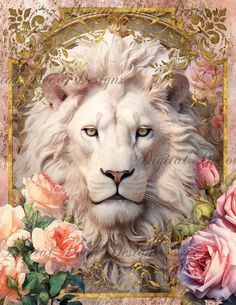 Pink and Gold Lion 1 (Print Only) (#D022)-Decoupage Paper Rice Craft, Gold Lion, Inspiring Art, High Resolution Images, Craft Paper, Paper Print, Rice Paper, Digital Printables, Printed Paper