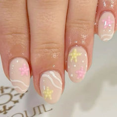 The Summer I Turned Pretty Nail Ideas, Starfish Nails Short, Cute Simple Short Nail Designs, Summer Nail Ideas For Short Nails, Preppy Disney Nails, Short Spring Nail Designs 2024, Summer Nails Natural Nail, French Tips On Short Nails, Tropical Nails Acrylic