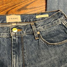 Perfect Condition, Just Way Too Big On Me Sadly Because I Really Love The Look, Just Not Worth It For How Much I Would Have To Tailor Them My Loss Your Gain! They’re A Really Nice And Chic Blue, Photos Don’t Do It Justice! Blue Photos, Not Worth It, Frame Denim Jeans, Frame Denim, Worth It, High Jeans, Colored Jeans, Really Cool Stuff, Blue Denim