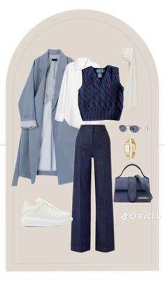 Navy Blue Jacket Outfit, Casual Travel Outfit, Neat Casual Outfits, Color Combos Outfit, Muslim Outfits Casual, Uni Outfits, Build A Wardrobe, Shein Outfits, Muslim Outfits