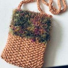 Handmade, Knit With Vintage Yarn, Cross Body Bag. Accented With Eyelash Yarn With Green Tones. It's Very Functional! Makes Great Gift As Well. It’s One Of A Kind! 6”X4 1/2” With 36" Strap - I Cross List #B4 Black And Red Roses, Bag Boutique, Handmade Crochet Bags, Eyelash Yarn, Handmade Knit, Crochet Purse, Crochet Purse Patterns, Crochet Bags Purses, Quilted Crossbody Bag