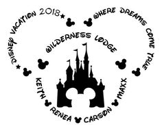 the disney world logo in black and white